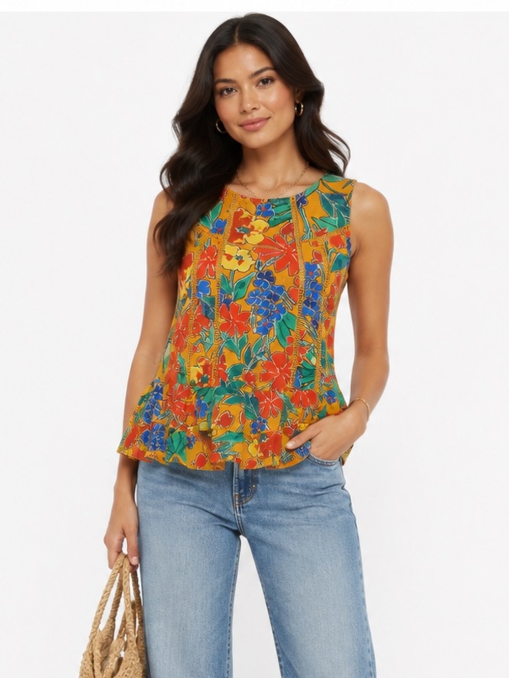 Vintage Studio Floral Peplum Tank